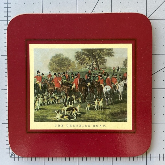 Clover Leaf Table Mats/coasters, 5 of 6 coasters in original box, fox hunt motif - Picture 3 of 7